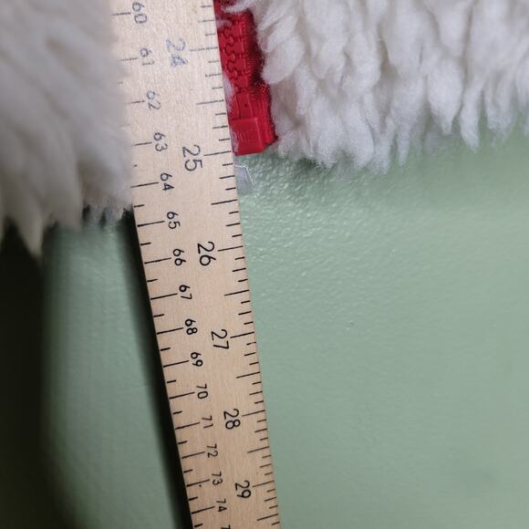 Tommy Hilfiger Faux Fur Jacket Fleece Small Cream Full Zip Logo Pockets - Picture 6 of 8